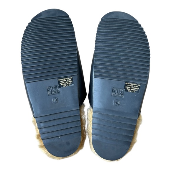 Steve Madden Masin Black Leather Faux Fur Mule Slippers 10 - Picture 8 of 10